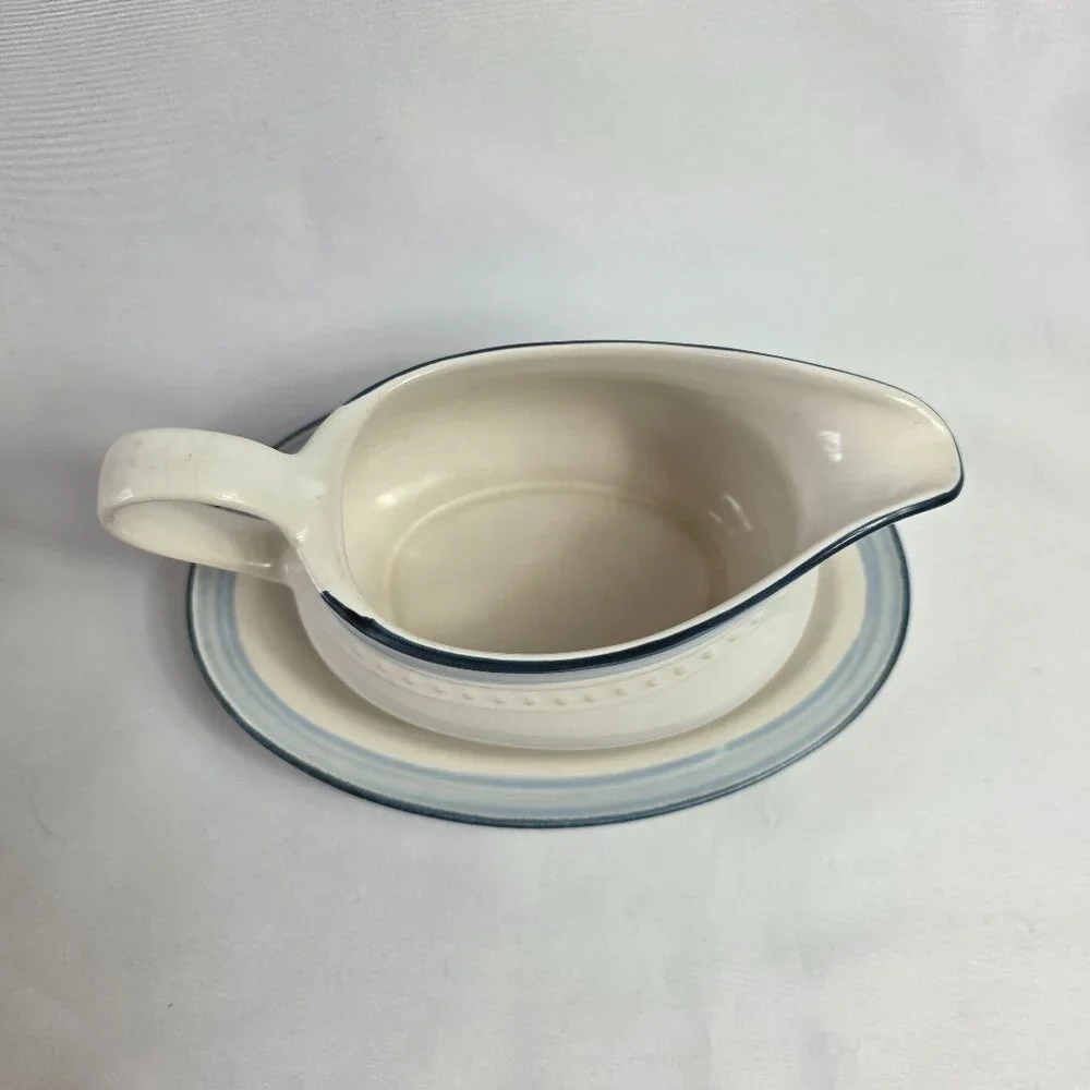 Haviland Crowning Fashion Blue Bouquet Gravy Boat & Underplate